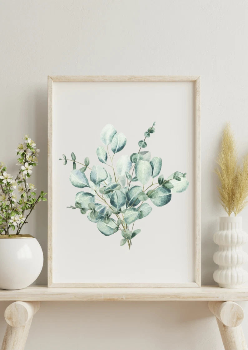 Botanical Wall Art Prints Set — Green Leaf Minimalist Neutral Home Decor