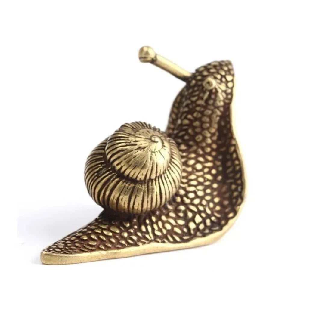 Brass Snail Animal Statue — Small Sculpture Tabletop Figurine Home Decor Gifts