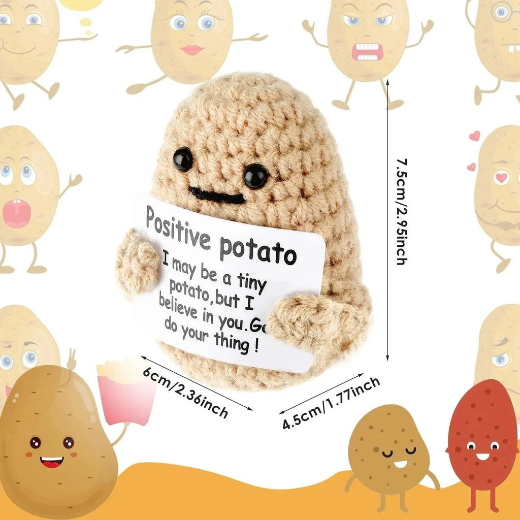 Positive Potato with Positive Card — Wool Knitted Potato Doll Home Decorations