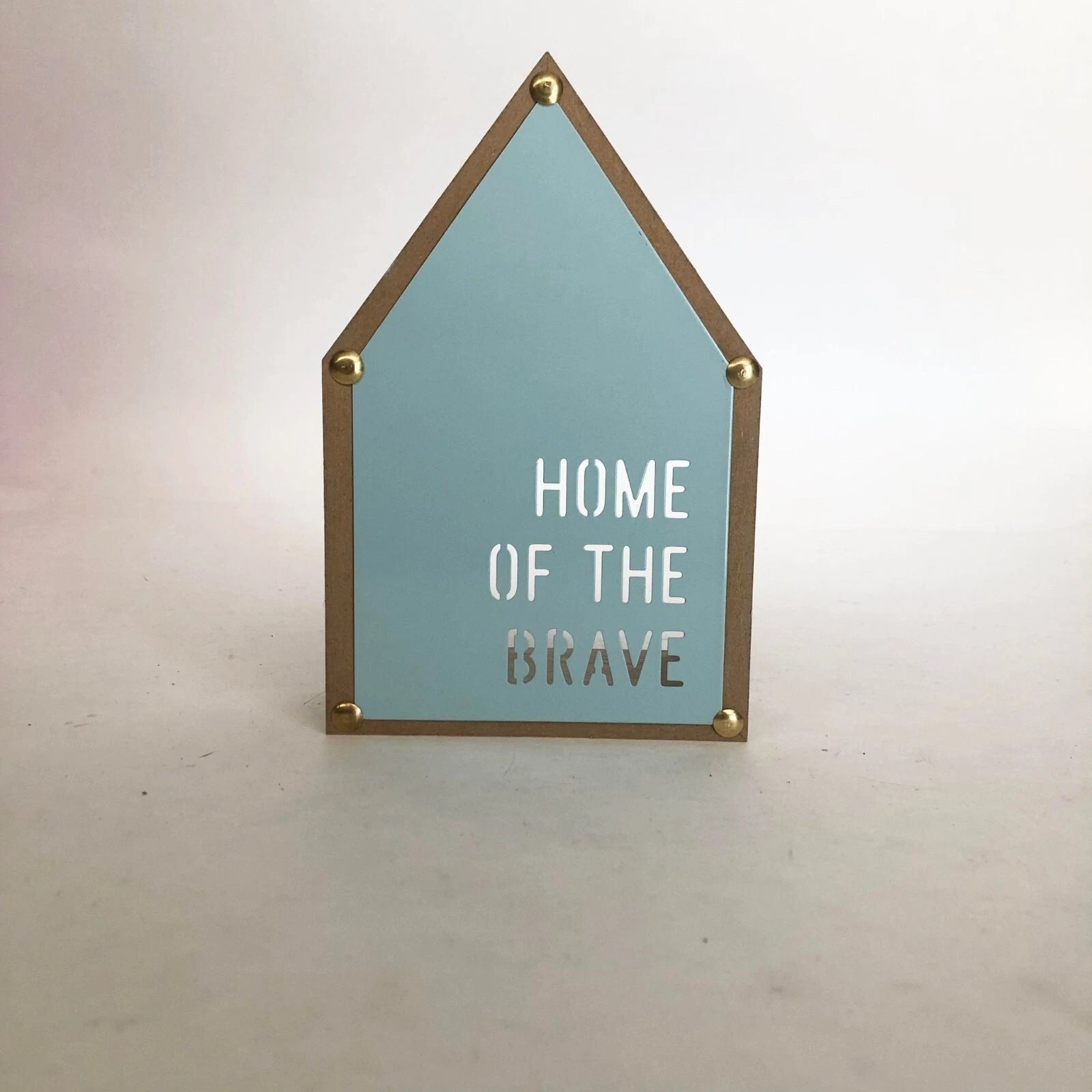 Wooden House Shaped Table Display — Blue Home of the Brave