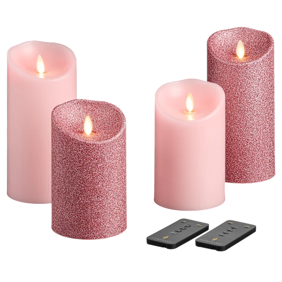 Luminara 4-Piece Flameless Smooth & Glitter Candles