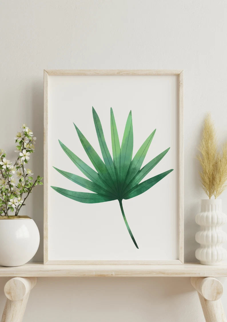 Botanical Wall Art Prints Set — Green Leaf Minimalist Neutral Home Decor