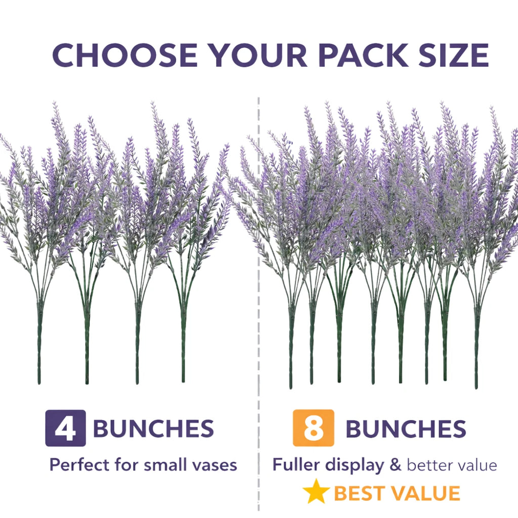 Artificial Silk Lavender Flower 144 Head Bouquet — UV Resistant Fake Plant