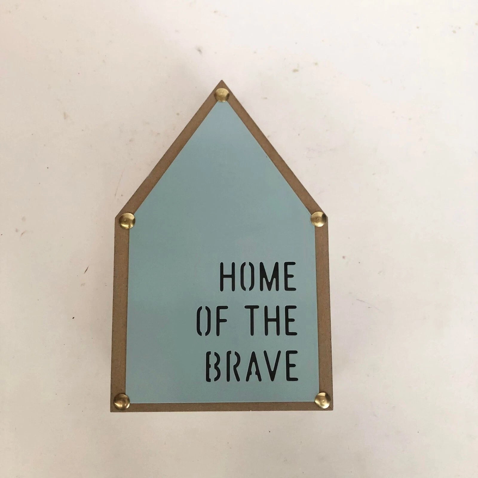 Wooden House Shaped Table Display — Blue Home of the Brave