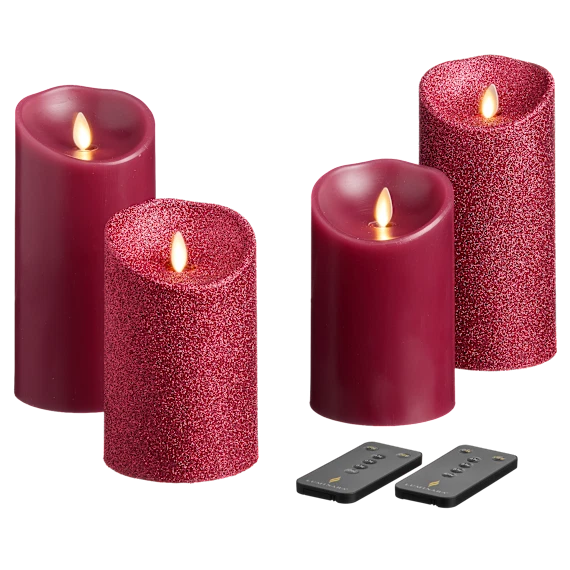 Luminara 4-Piece Flameless Smooth & Glitter Candles