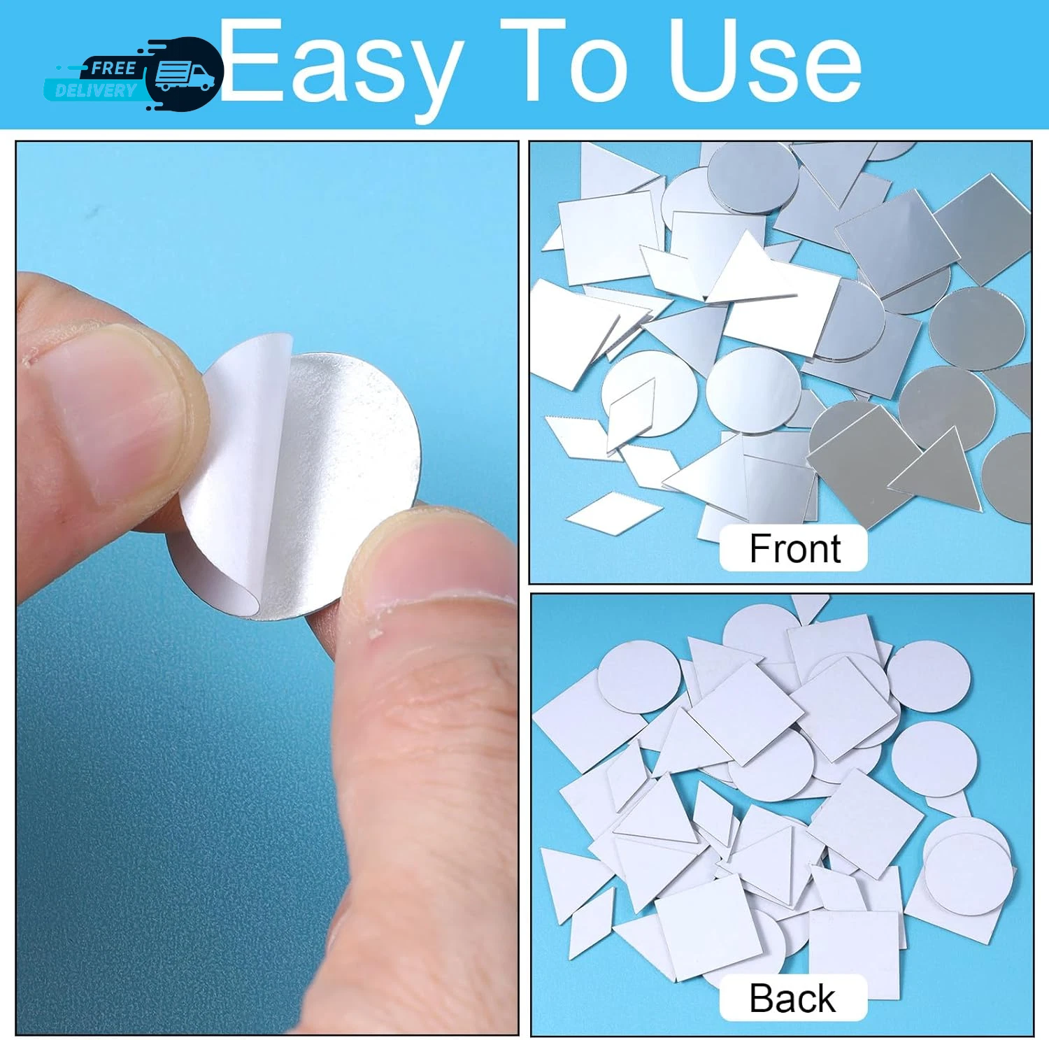 Small Mirrors for Crafts 120pcs — 4 Shapes Mini Mirror Pieces