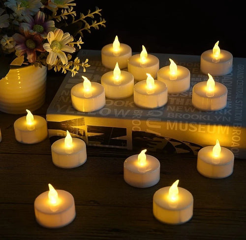 1-96PCS Flameless Tea Lights Battery Operated — LED Warm Light Candles