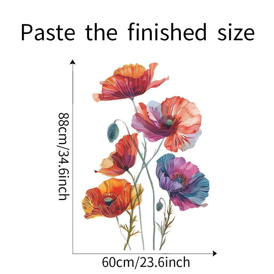 Painted Flower Wall Stickers Butterfly Wall Decals — Home Decor Wall Art Sticker