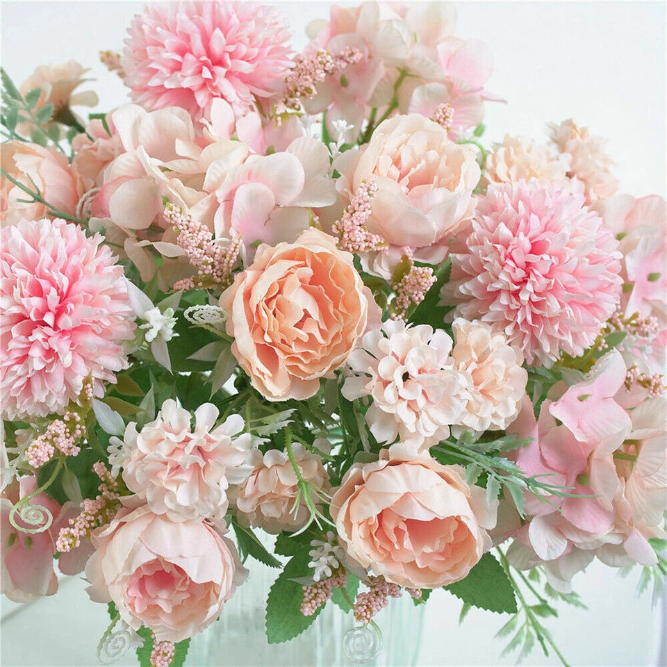 Silk Peony Artificial Fake Flowers Bunch Bouquet