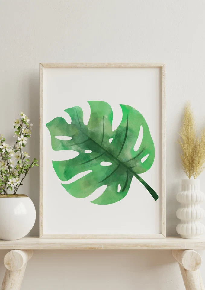 Botanical Wall Art Prints Set — Green Leaf Minimalist Neutral Home Decor