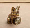 1PCS Brass Fox Animal Statue — Small Sculpture Tabletop Figurine
