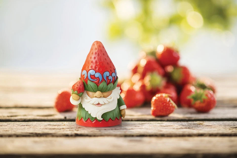 Enesco Jim Shore Heartwood Creek Gnome with Strawberry Hat Figurine 3.86 Inch