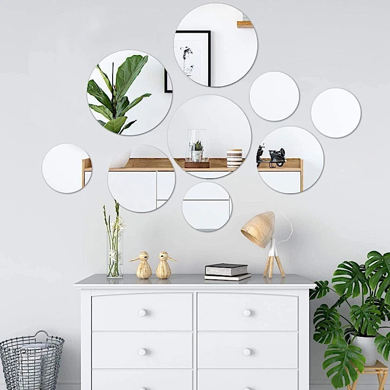 16" Wide Round Mirrors — Party Wedding Centerpieces Wall Table Decorating