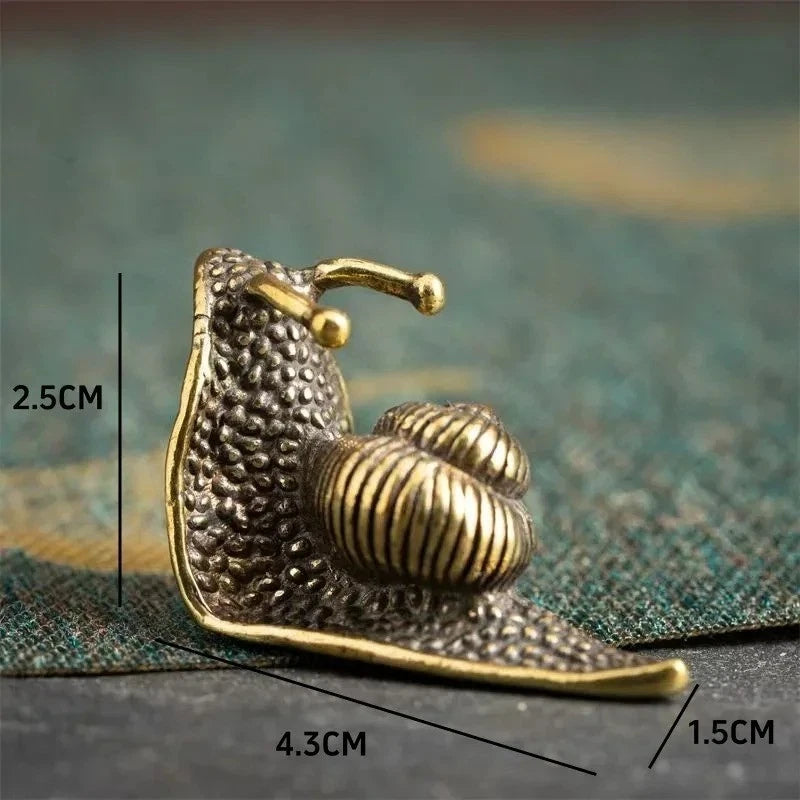 Brass Snail Animal Statue — Small Sculpture Tabletop Figurine Home Decor Gifts