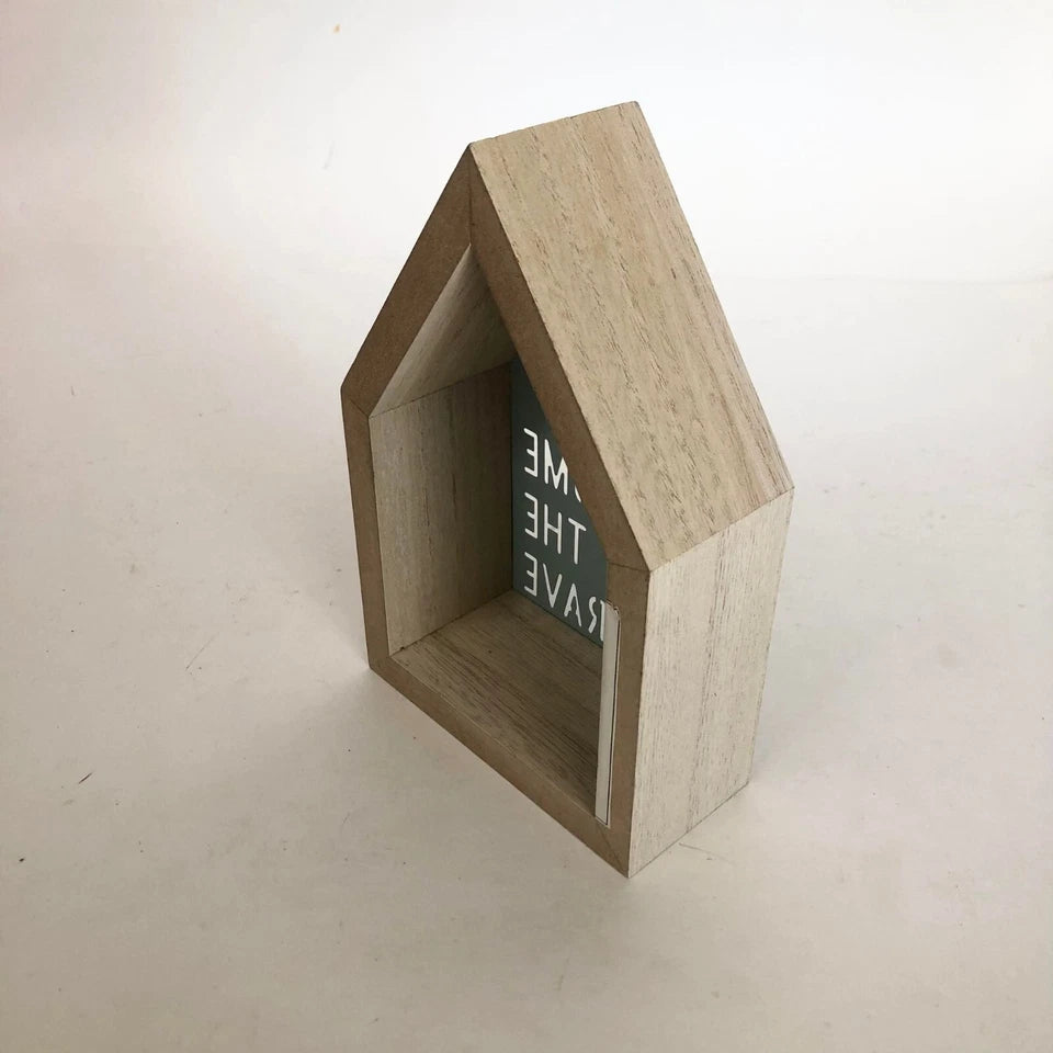 Wooden House Shaped Table Display — Blue Home of the Brave