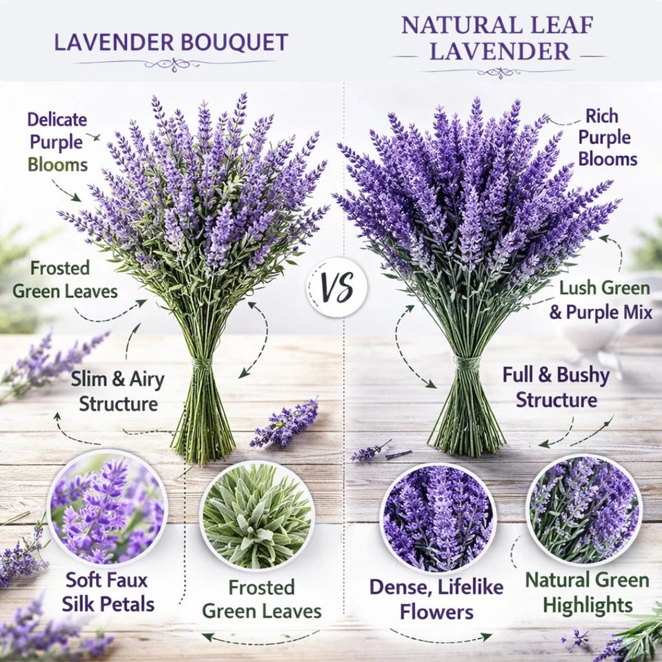 Artificial Silk Lavender Flower 144 Head Bouquet — UV Resistant Fake Plant