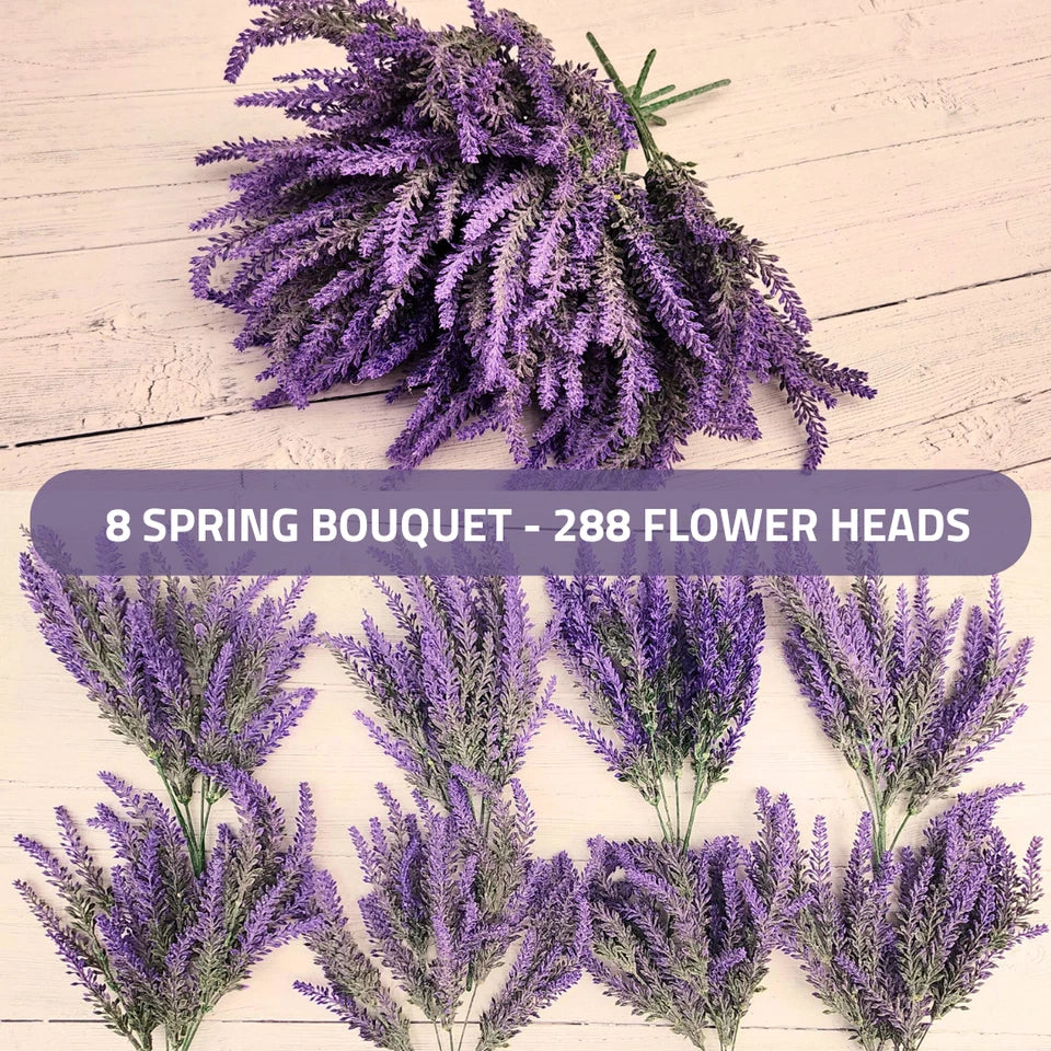 Artificial Silk Lavender Flower 144 Head Bouquet — UV Resistant Fake Plant