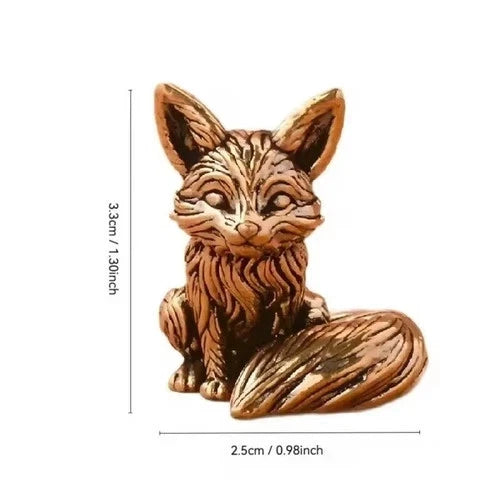 1PCS Brass Fox Animal Statue — Small Sculpture Tabletop Figurine