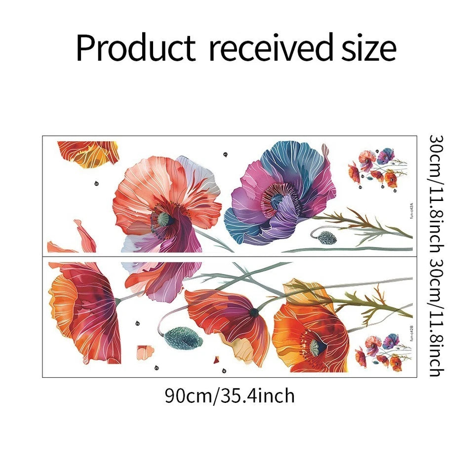 Painted Flower Wall Stickers Butterfly Wall Decals — Home Decor Wall Art Sticker
